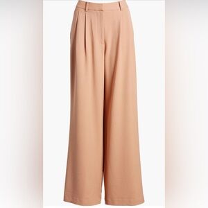 Nordstrom Double Pleat Wide Leg Pants Tan Cork